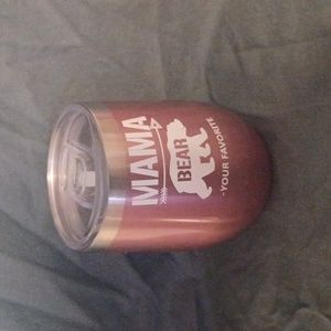 Mama Bear rose color wine tumbler (103123A).